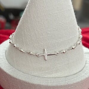 925 Sterling Silver Cross adjustable Bracelet